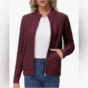 Red Full Zip Sweater XL